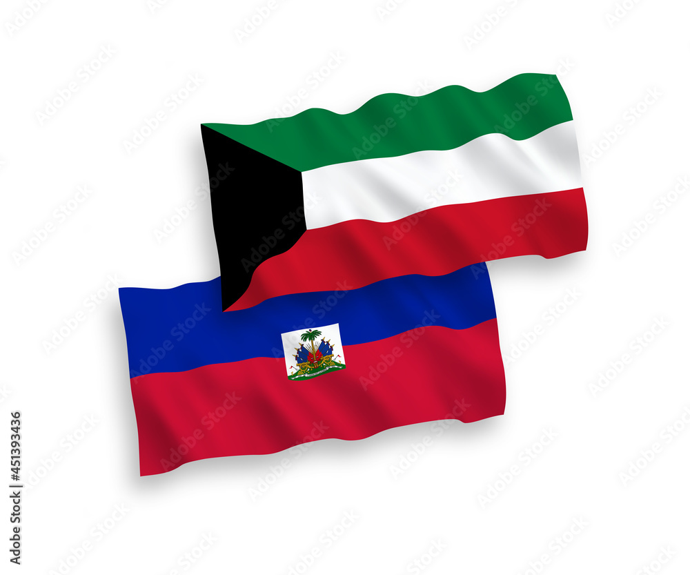 Flags of Republic of Haiti and Kuwait on a white background