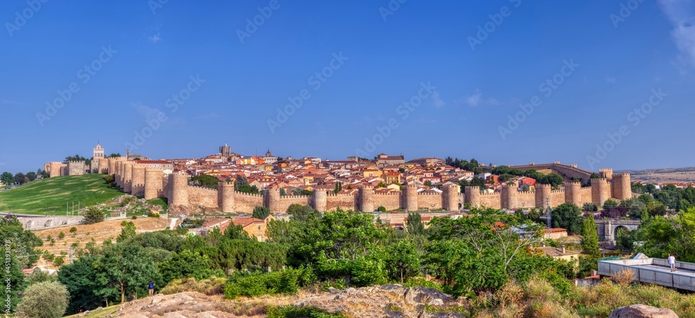 View of the city of Avila in Castilla y Leon, Spain.