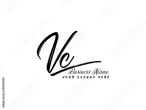 Brush VC Letter Logo, monogram vc logo icon vector for business