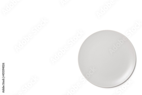 Gray plate on a white background.