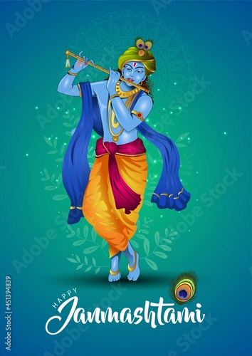 happy janmashtami simple greetings. poster, banner, template. vector illustration design