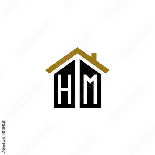 hm home logo design vector luxury 