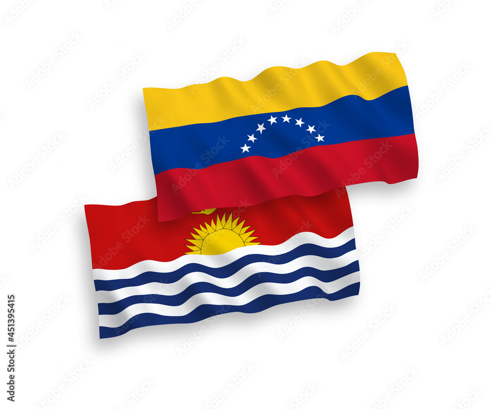 Flags of Venezuela and Republic of Kiribati on a white background Flags of Venezuela and Republic of Kiribati on a white background