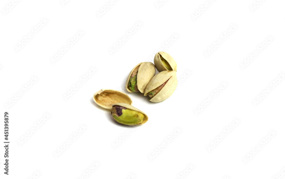 pistachio fruits,isolated, on a white background,