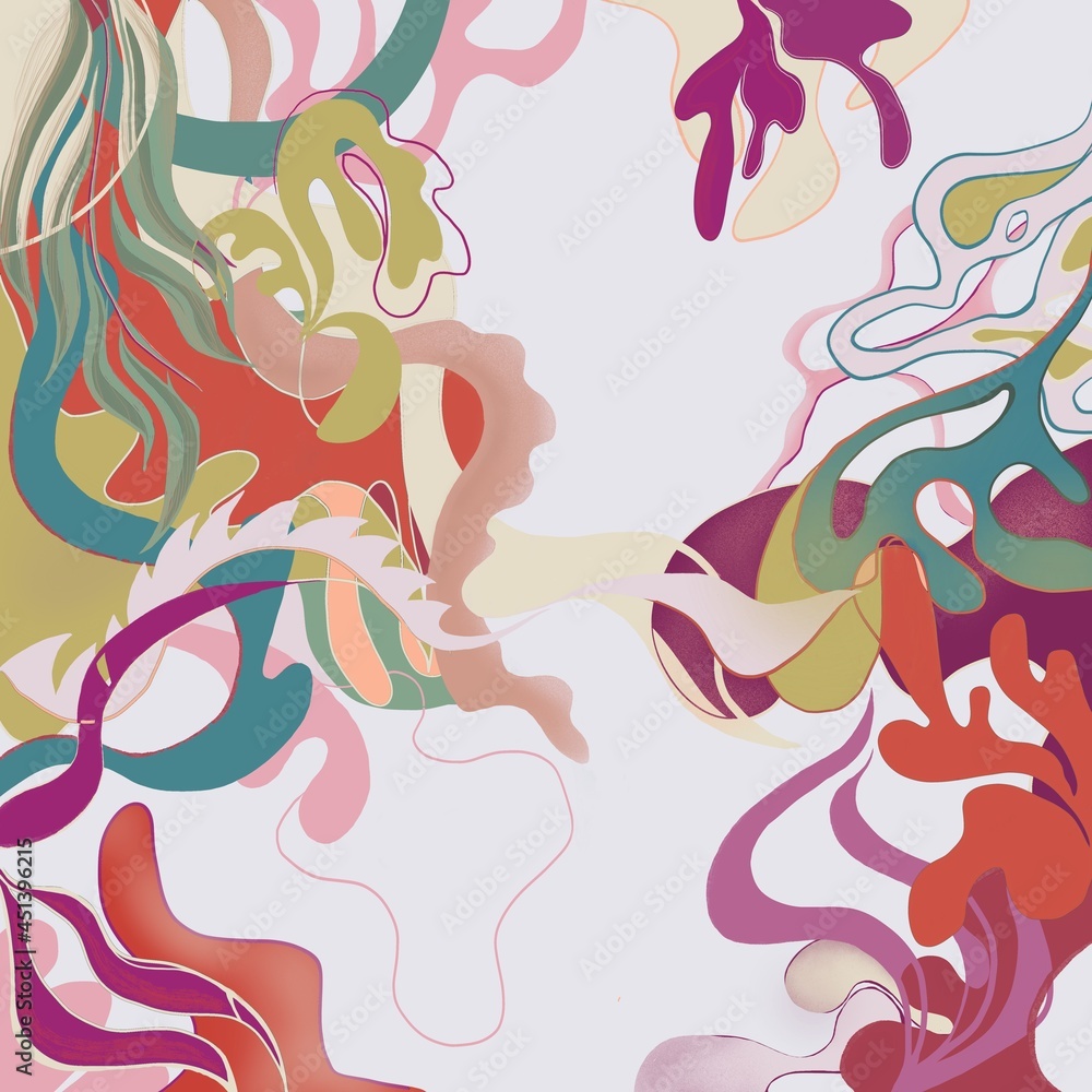 Abstract template with many fancy flowing bright shapes