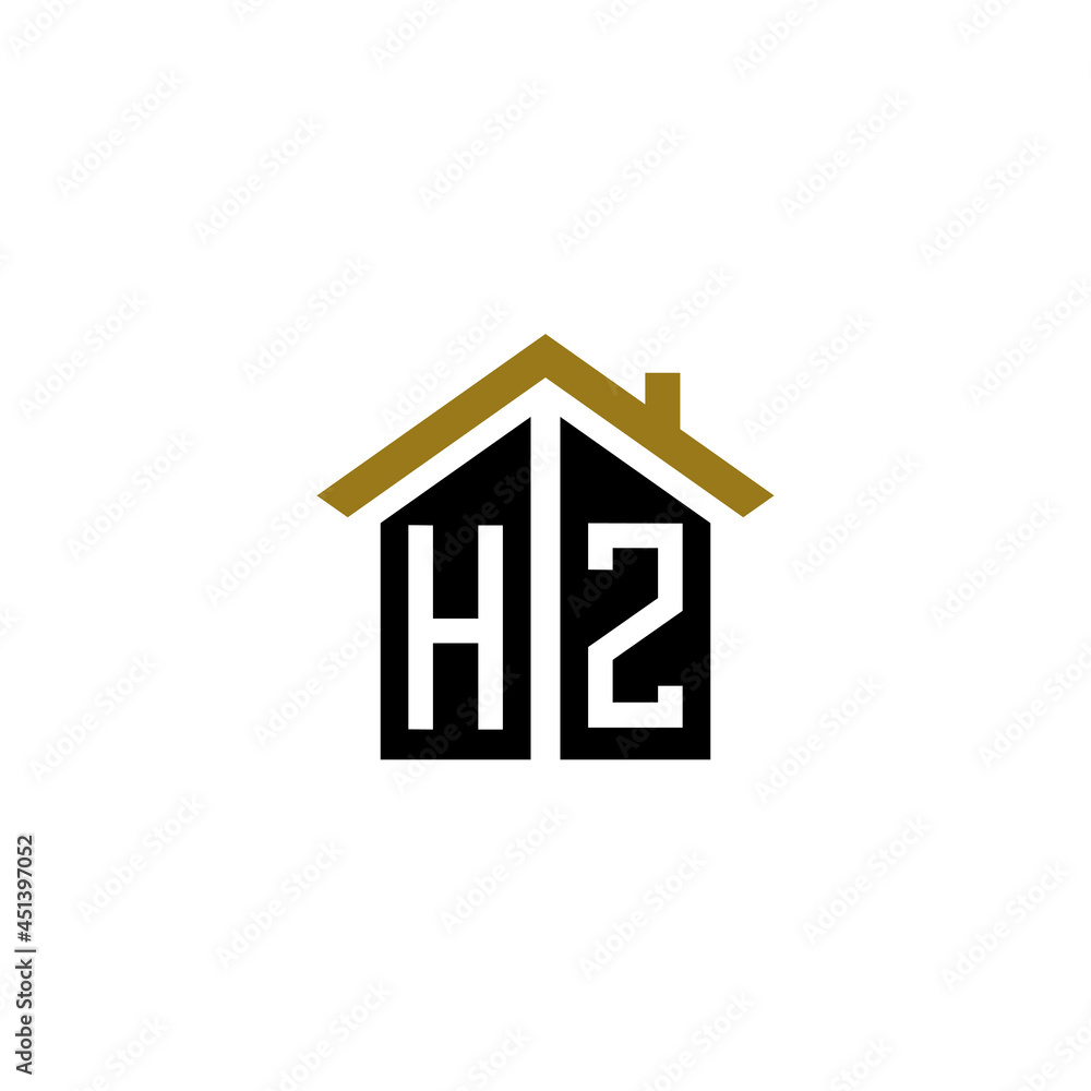 hz home logo design vector luxury 