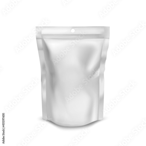 Bubble Gum Product Blank Foil Bag Packaging Vector. Mint Aromatic Chewy Bubble Gum Glossy Pouch Package. Natural Rubber Teeth Care And Cleaning Hygiene Chew Template Realistic 3d Illustration