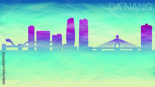 Foto Da Nang, Vietnam City Skyline vector Silhouette