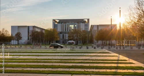 Hyper lapse of the german federal chancellery in central Berlin, Germany photo