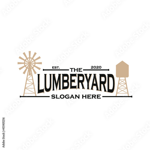 vintage style logo lumberyard Wood Yard, Plywood