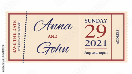 retro ticket wedding invitation