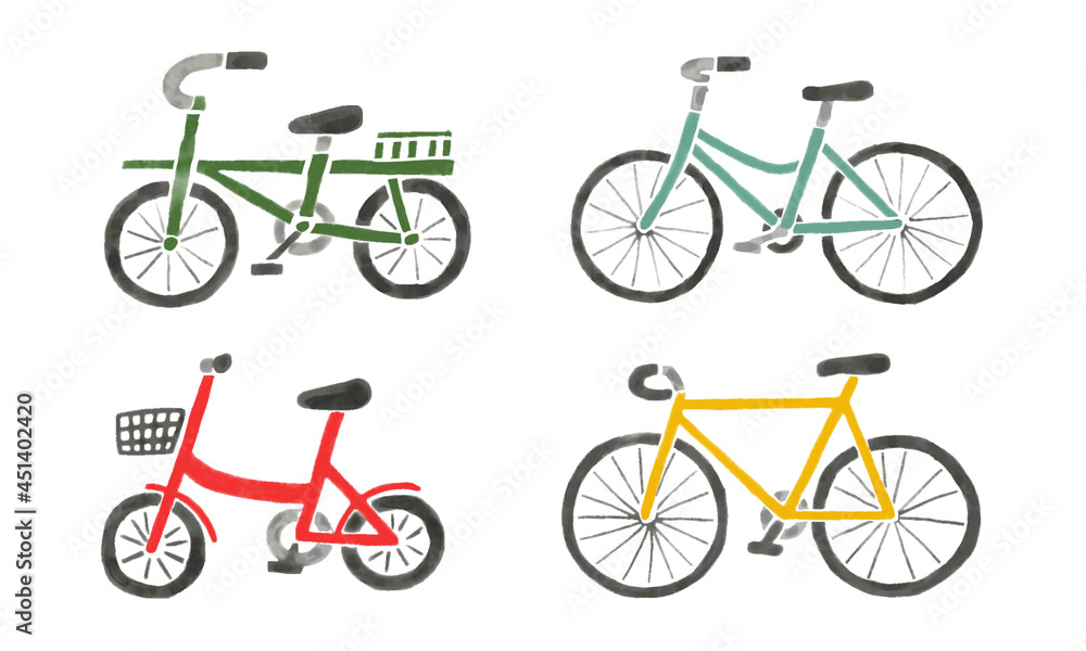 手書き風いろいろな自転車のイラスト Stock Illustration Adobe Stock
