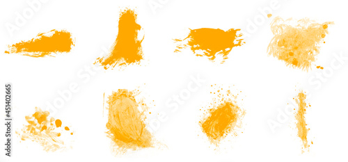 Beautiful watercolor yellow set of brushes for painting