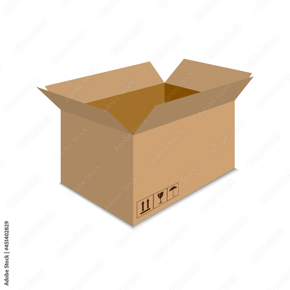 Delivery open box isolated on white background