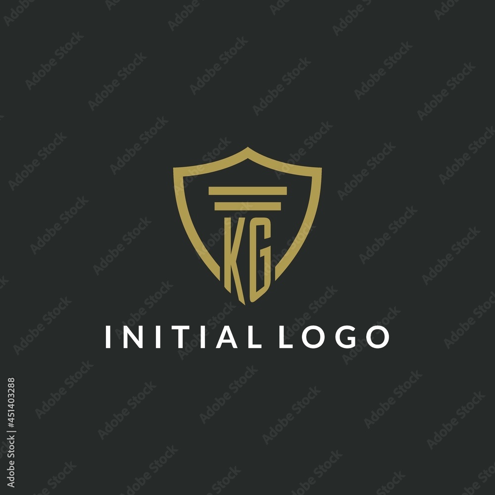 KG initial monogram logo with pillar and shield style design Stock ...