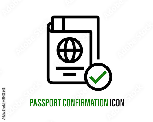 passport check icon. Flat vector cartoon illustration. Objects isolated on white background.