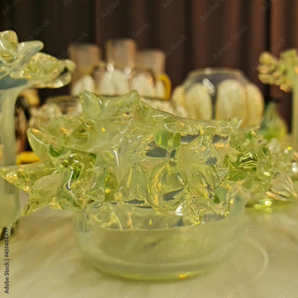 Fototapeta premium Glass objects Glass vases Glass dishes Colored glass