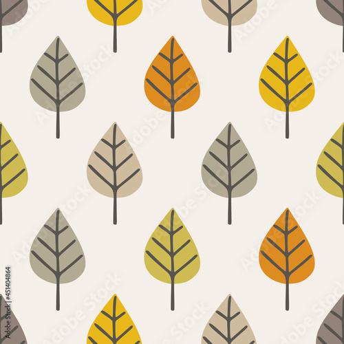 Autumn leafs doodle seamless pattern. Texture for fabric, textile, paper, wrupping, apparel, bed, pillow.