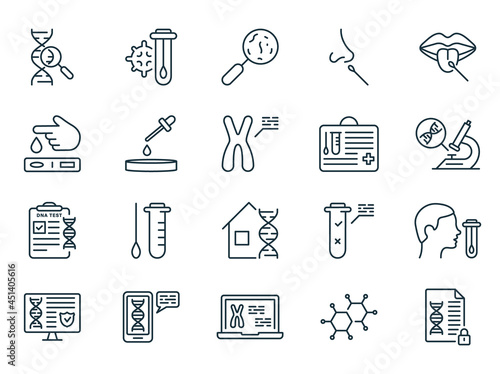 Dna Laboratory Research Set Line Icon. Lab for Genetic Analysis Linear Pictogram. Sample Kit for Genetic Analysis, Dna Test Result Outline Icon. Editable Stroke. Isolated Vector Illustration