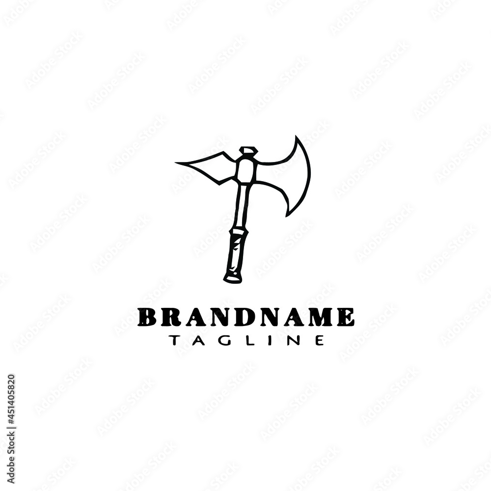 barbarian weapon cartoon logo icon design template cute vector illustration
