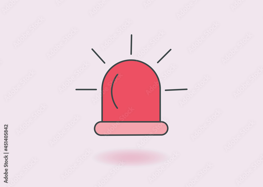 Red Light Alarm Flat Illustration. Emergency and Attention Vector Illustration Concept. Red Light Alarm Flat Illustration. Emergency and Attention Vector Illustration Concept.