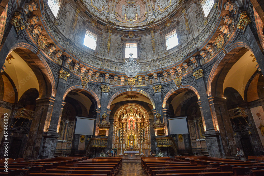 Loyola, Spain - 14 August 2021: Interior views of the Sanctuary of Loyola Basilica, Basque Country, Spain