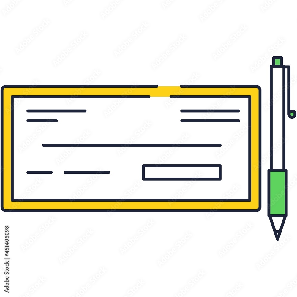 Bank check and pen vector icon design Bank check and pen vector icon design