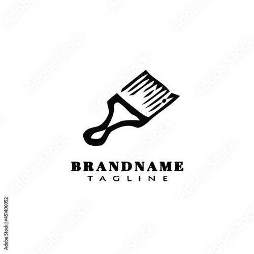 brush of barber cartoon logo icon design template black illustration