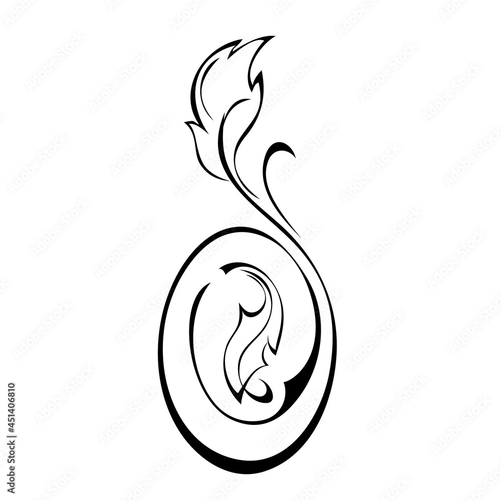 Fototapeta premium ornament 1931. decorative element with two leaves and curls. graphic decor, logo