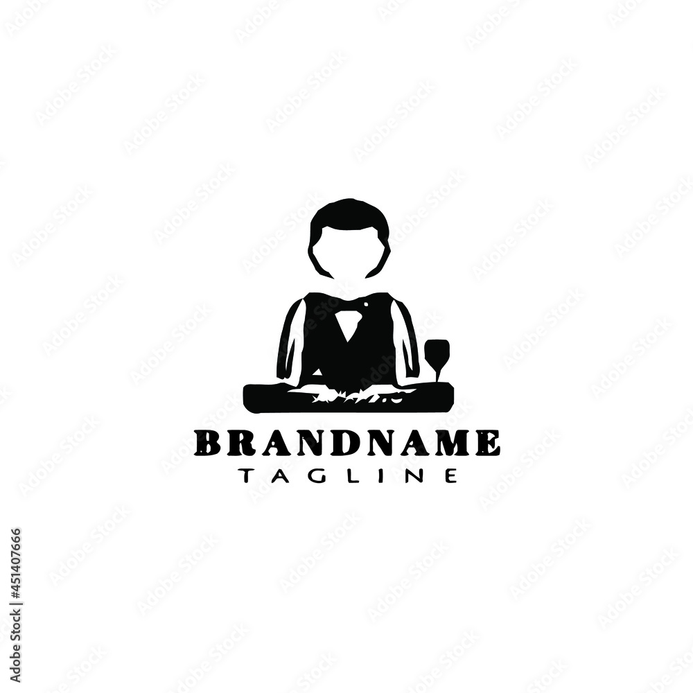 barman cartoon logo icon cute template black vector illustration barman cartoon logo icon cute template black vector illustration