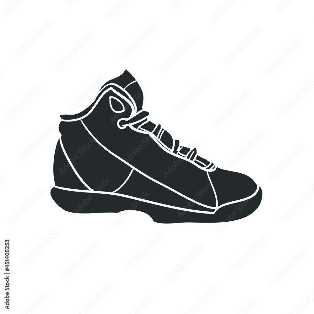 Footwear Sport Icon Silhouette Illustration. Basketball Shoes Vector ...