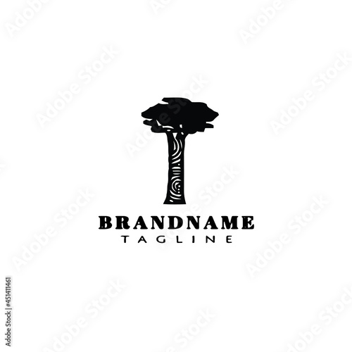 africa tree cartoon logo icon design black vector illustration