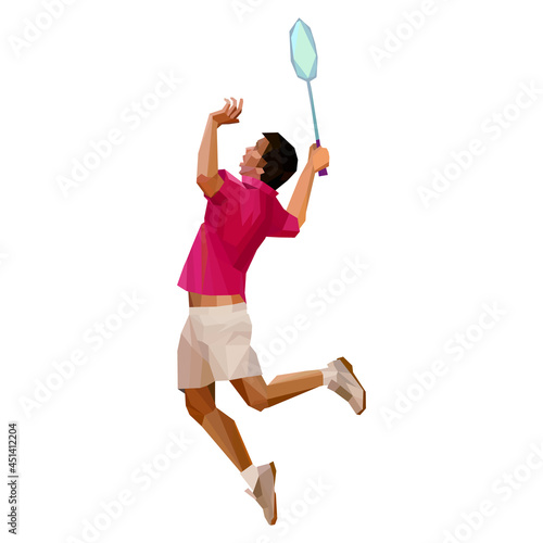 Badminton player, during smash isolated on white background © kluva