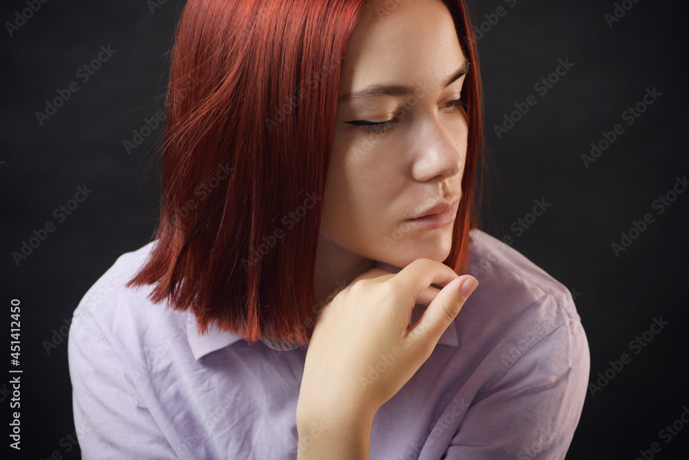 Portrait of a beautiful young woman. Selective focus. Portrait of a beautiful young woman. Selective focus.