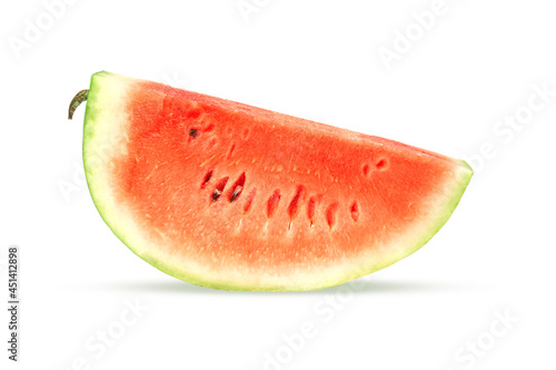 Watermelon slice, isolated on white background. ripe fruit