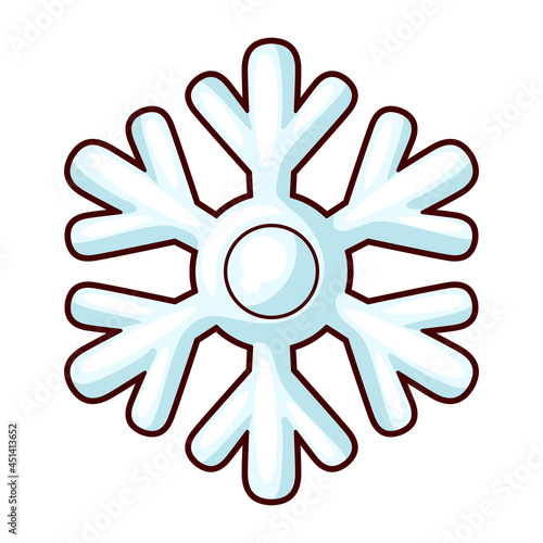 Illustration of snowflake. Sweet Merry Christmas item. Cute symbol in cartoon style.