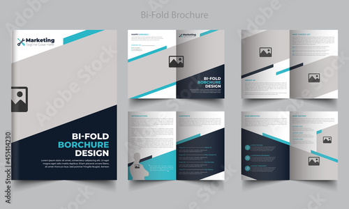 8 page Corporate modern bi fold brochure template and company profile.creative shapes and fully editable brochure
