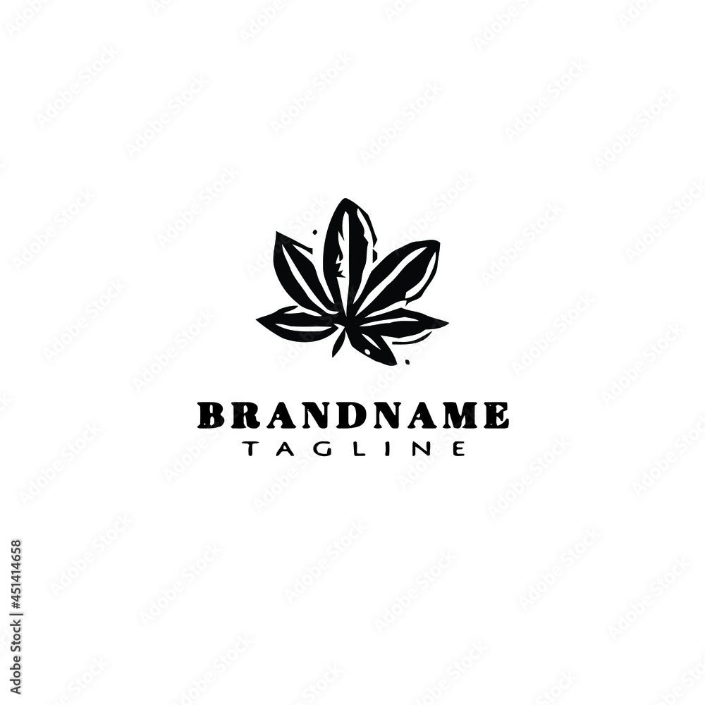 cute leaf logo cartoon black icon design vector illustration