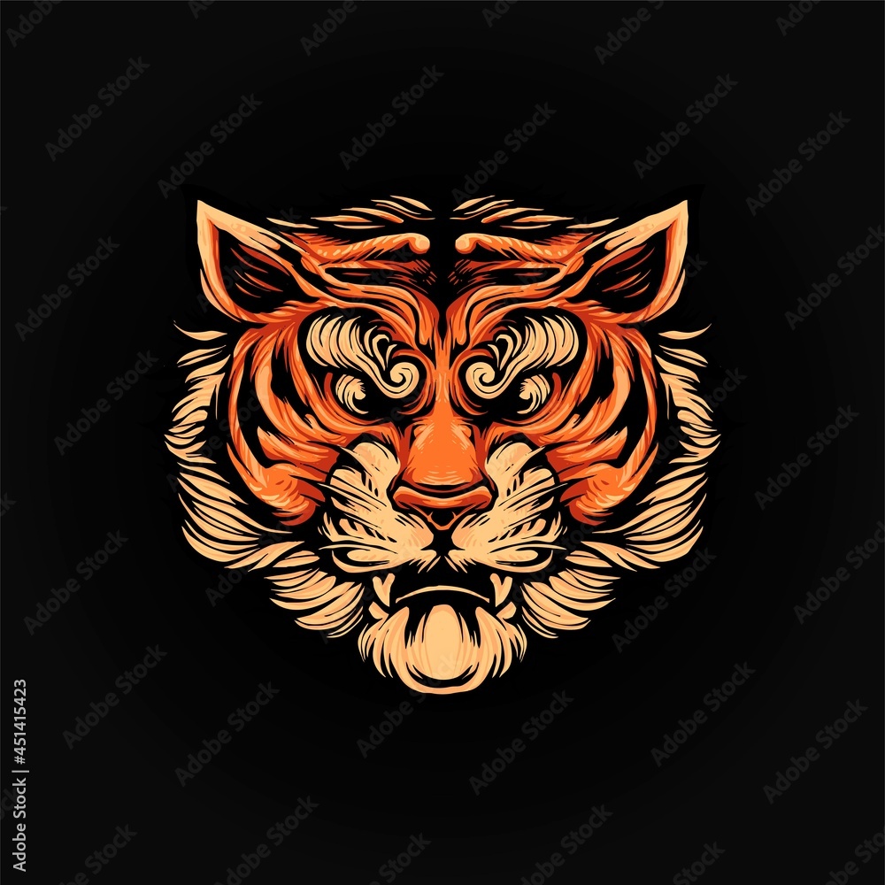 Tiger Head Vector Illustration Tiger Head Vector Illustration