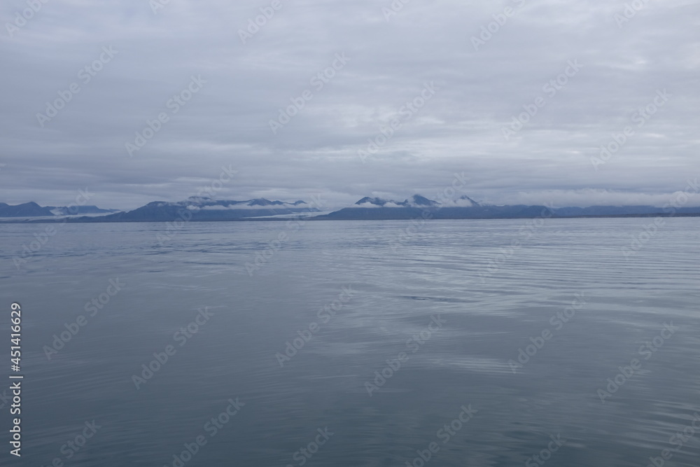 view of the arctic ocean and arctic mountains in north pole svalbard