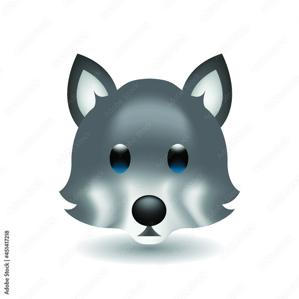 Gray wolf emoji. Wolf Animal Forest Emoji Illustration Face Vector