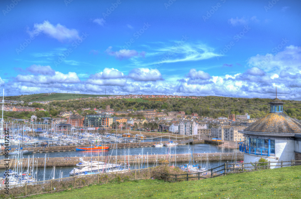 Whitehaven Cumbria north west coast town near the Lake District uk colourful hdr