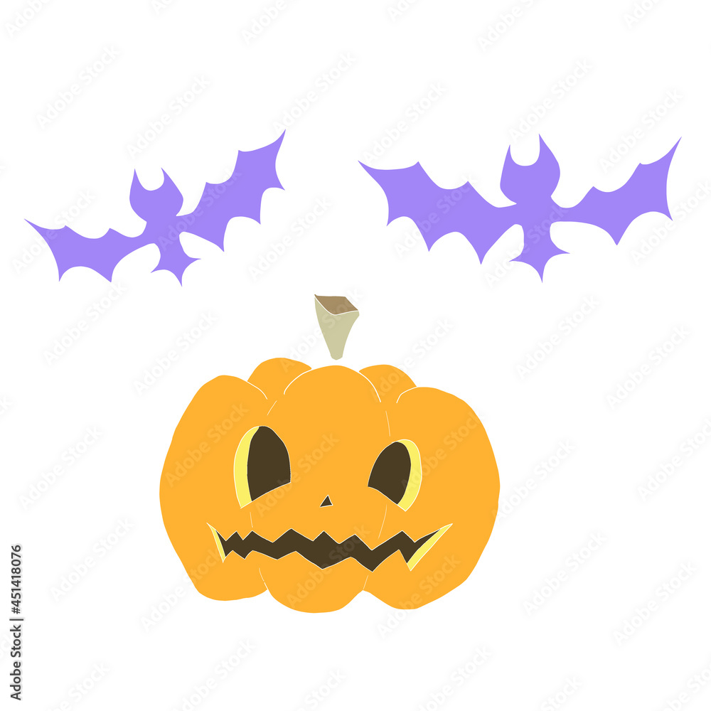 Fototapeta premium ジャックオランタンとコウモリ〜jack o lantern with bats~