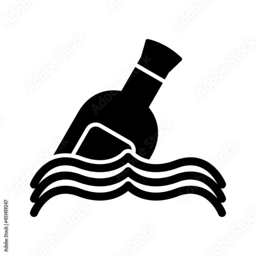 Unique Bottle In Water Vector Glyph Icon
