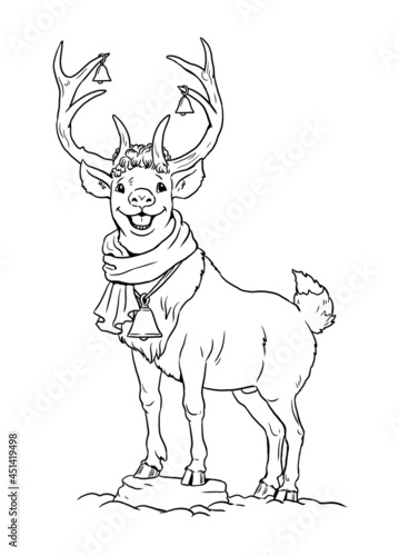 Rudolph the Red-Nosed Reindeer. Christmas template for coloring. photo