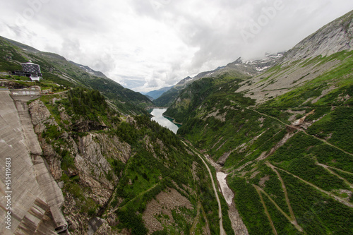 View down from the Kölnbreinsperre dam. Carinthia. Austria. Fisheye photo  © kelifamily