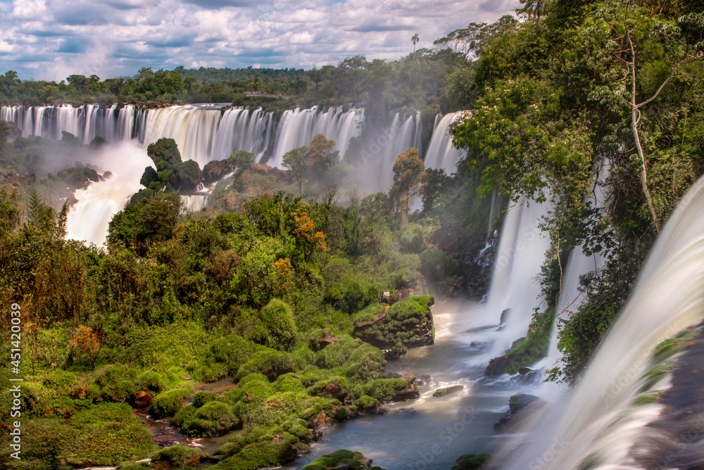 Fototapeta premium Iguazu falls, waterfall in Argentina with a lot of water