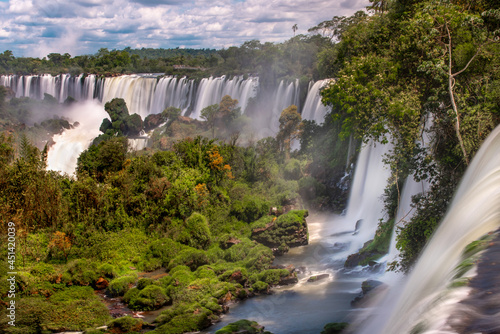 Iguazu falls, waterfall in Argentina with a lot of water