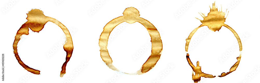 3 Coffee Stain, Isolated On White Background 3 Coffee Stain, Isolated On White Background