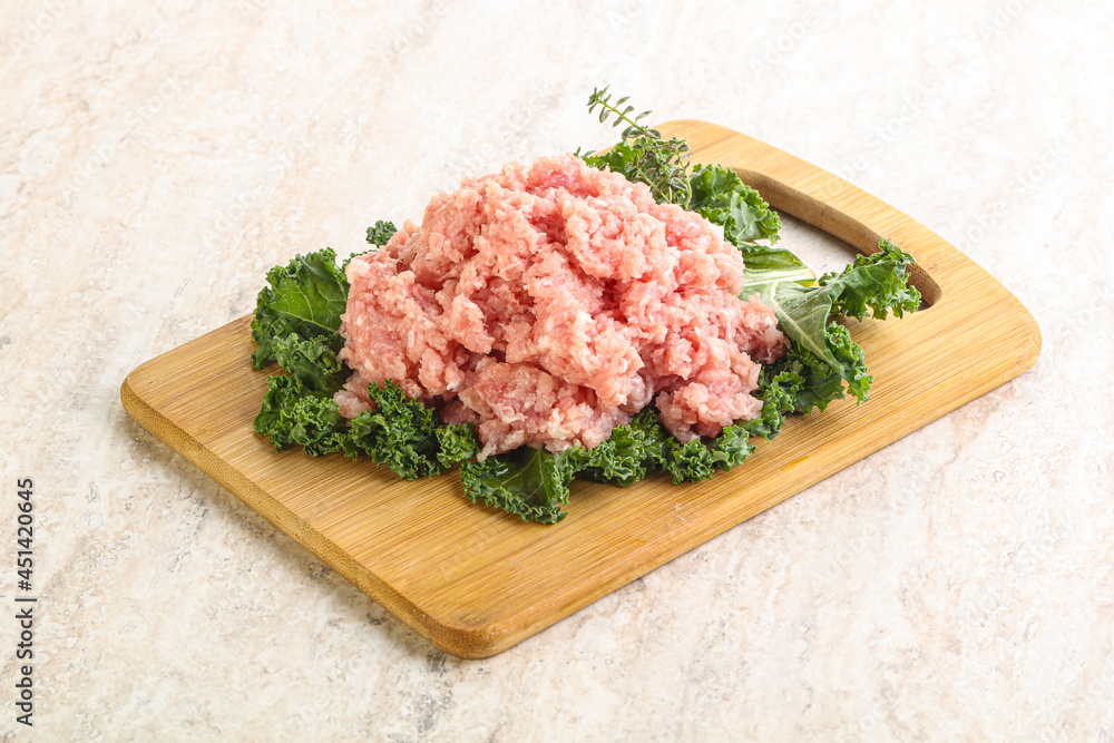 Raw pork minced meat for cooking